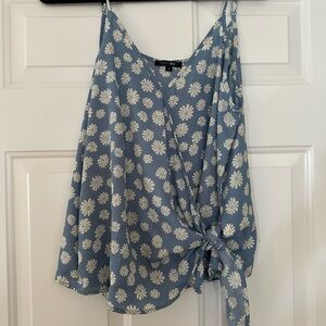 Papermoon Floral Blue Spaghetti Strap Wrap Top